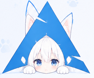 White cat peeking through the Arch Linux mark